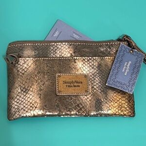 Simply Vera Vera Wang Gold Snakeskin Clutch